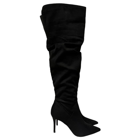 Jessica Simpson Anitah Boots Women 9 Over The Knee Black Suede Slouchy Stiletto - Picture 1 of 16